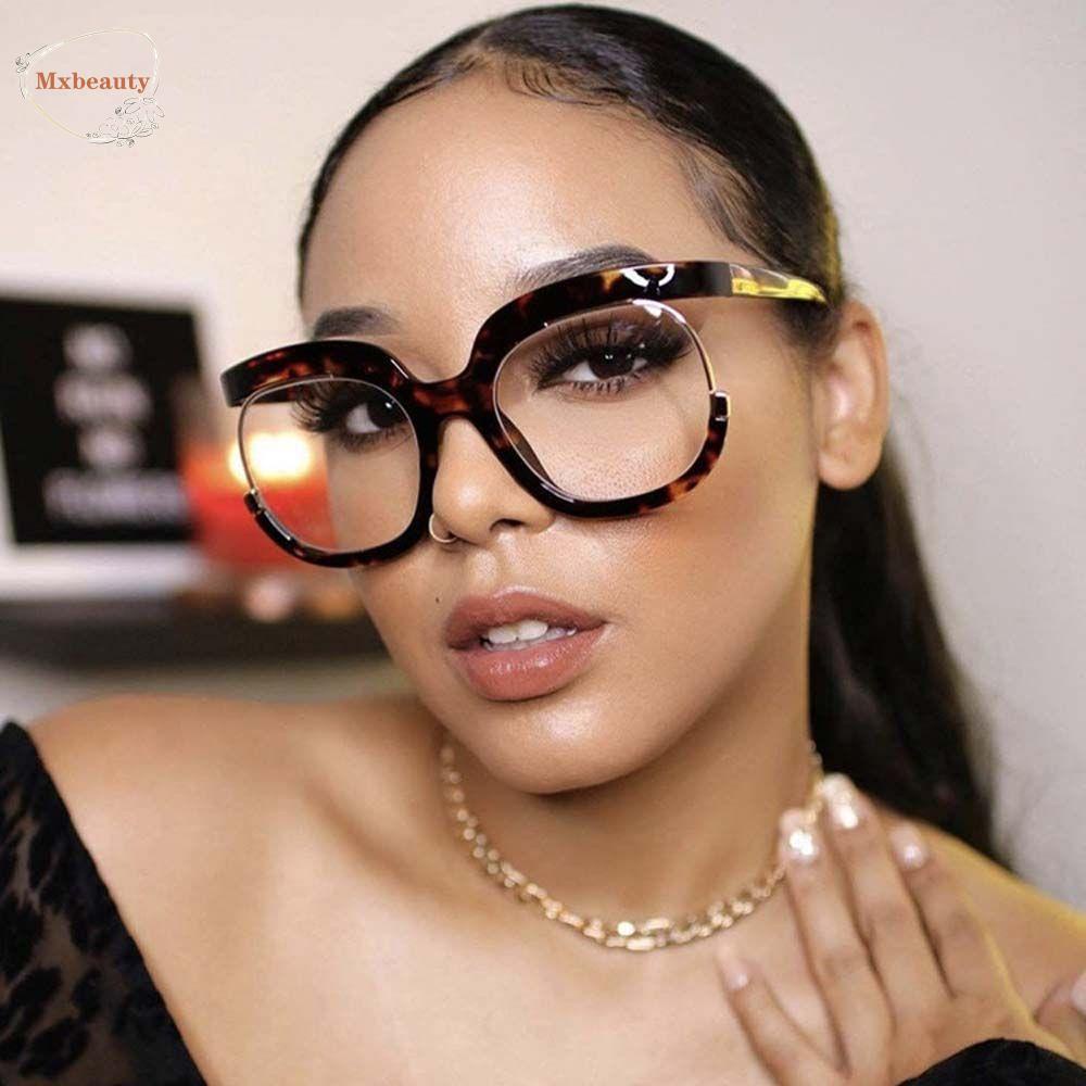 Mxbeauty Kacamata Anti Radiasi Motif Leopard Kepribadian Komputer Kacamata Goggles Lensa Bening Kacamata Bingkai Owl Eyeglasses