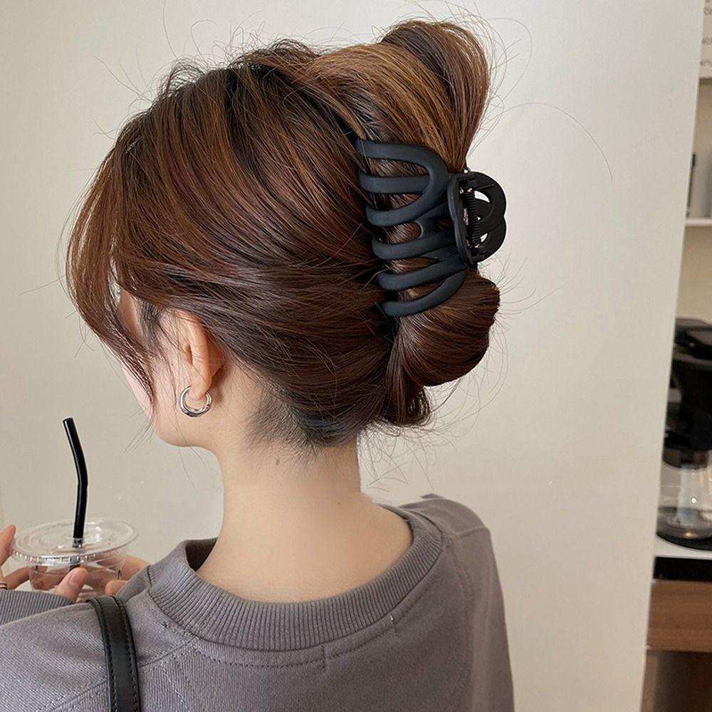 Agustinina Plastik Cakar Rambut Aksesoris Rambut Pesta Sederhana Bergaya Hiasan Kepala Tidak Teratur Jepit Rambut Berongga Matte Hair Claw Large Hairgrips Korea Hair Clip