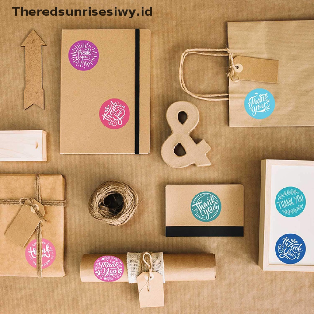 # Kado Mom &amp; PAPA DIY # 500pcs Stiker Kraft Bulat thank you Segel Label ers Paket er~