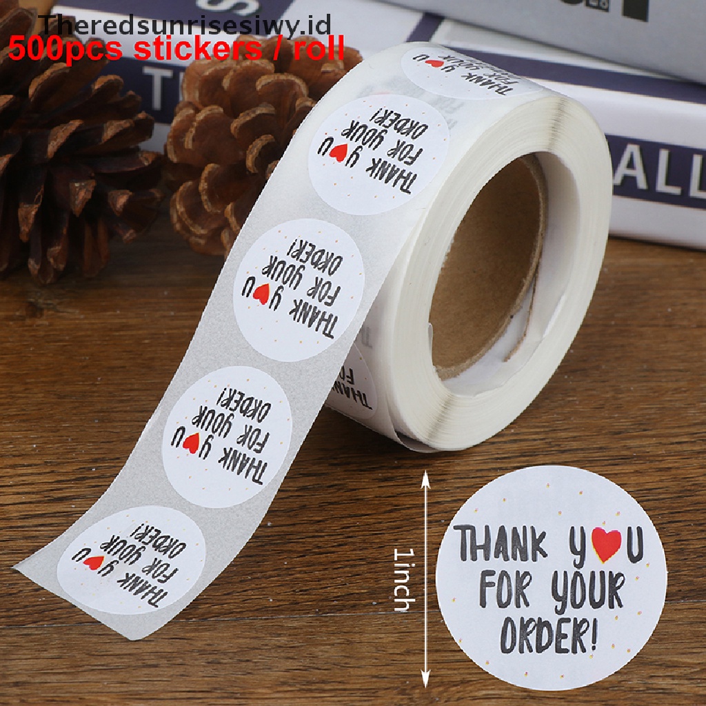 # Kado Mom &amp; PAPA DIY # 500pcs/roll Bulat thank you for your order sealing ers Hadiah Tas Label~