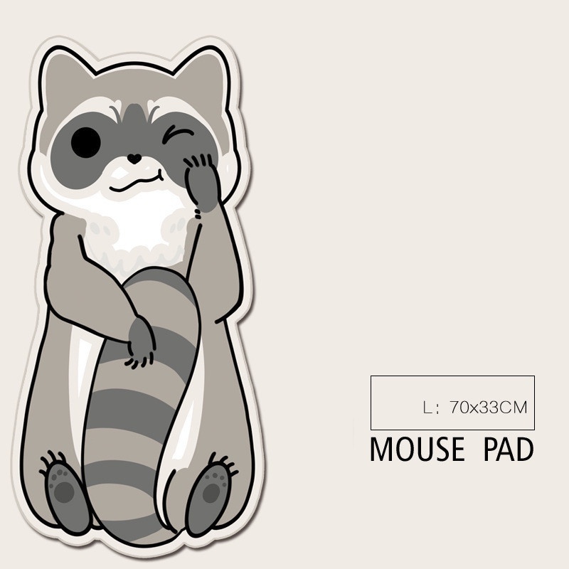 Alas Mouse Pad Keluarga Raccoon Alas Mouse Pad Kartun Hewan Mouse Pad Oversized Mouse Pad