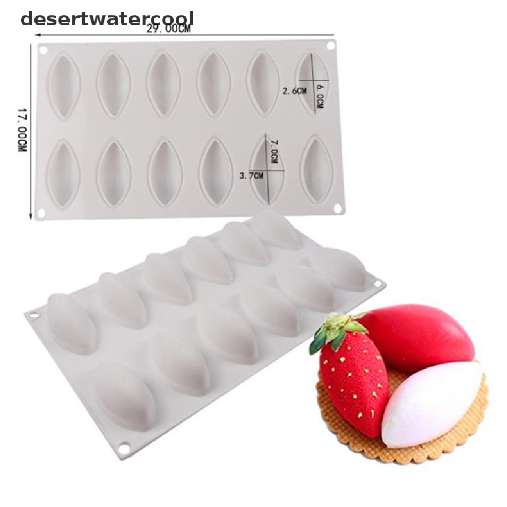 Deid12 Cavity Cetakan Fondant Kue Silikon Bentuk Quenelle Shaped Mould Mousse Cake Alat Martijn