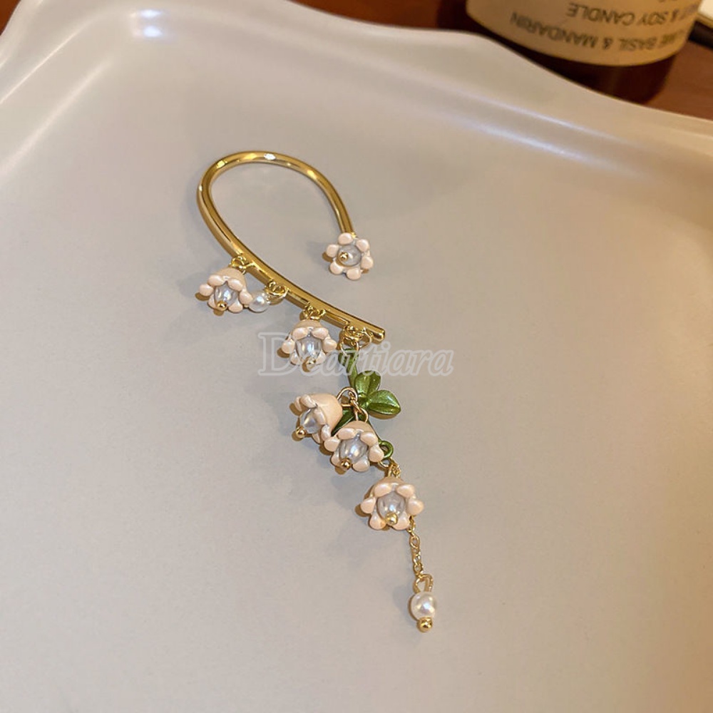 Mutiara Bunga Bell Anggrek Rumbai Anting Fashion Perancis Anting Super Abadi