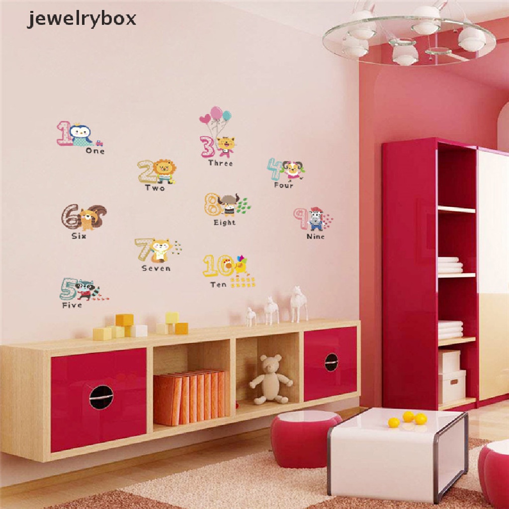 [jewelrybox] 1set Lucu animal number alphabet wall er Kamar Anak Dekorasi Rumah wall decals Boutique