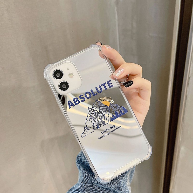 [Anti Jatuh Cermin] Pretty Silver Makeup Silikon Soft Case IPhone 6S 7 8 Plus X XR XS Max IPhone 11 12 13 14 Pro Max 14 Plus 7+8+12 13 mini Untuk Wanita Gadis Absolut