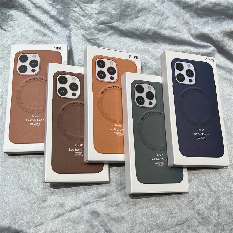 Casing Ponsel Kulit Mewah14 Pro Max Casing Magnet IPhone12 13 Pro Max Casing Ponsel Lubang Besar Pelindung Phone Cover