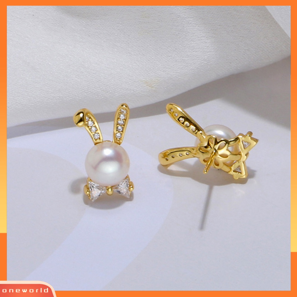 [EONE] 1pasang Ear Studs Animal Nikel Gratis Hypoallergenic Pengerjaan Halus Cubic Zirconia Dekorasi Tidak Luntur Mutiara Imitasi Stud Earrings Wanita Perhiasan