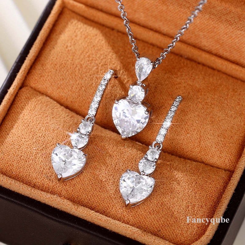 Hati Cubic Zirconia Kalung Wanita Untuk Pertunangan Pernikahan Indah Liontin Kalung Aksesoris Perempuan Cinta Perhiasan