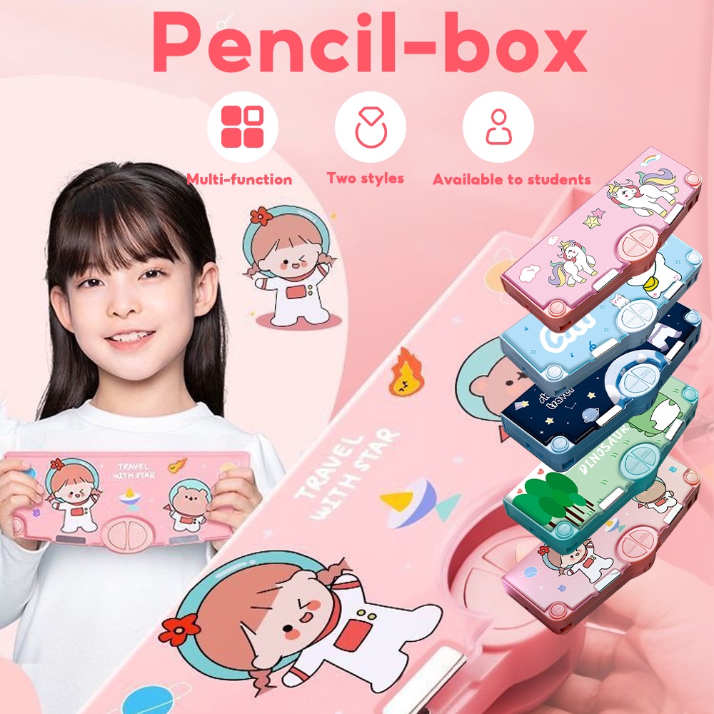 

Tempat Pensil Multifungsi Kotak Pensil Pola Kartun Lapisan Dan Tunggal Dengan Rautan Kapasitas