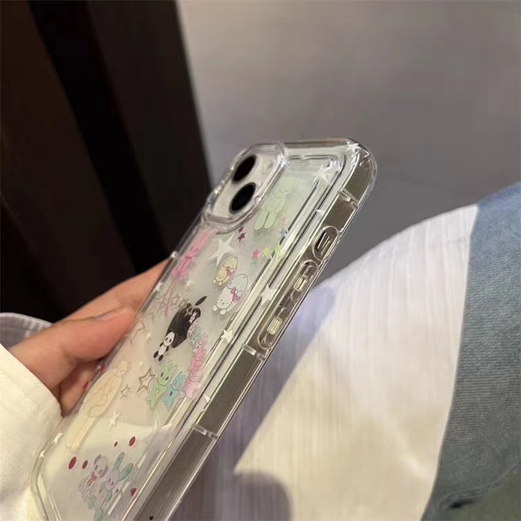 IPHONE Casing Ponsel Iphone11 Cocok Untuk 14 14pro 14plus 13 13mini 13pro 13prm iPhone12 7Plus 8Plus Xr XS 13 12mini Pro Max Empat Sudut Casing Ponsel Transparan Tahan Guncangan