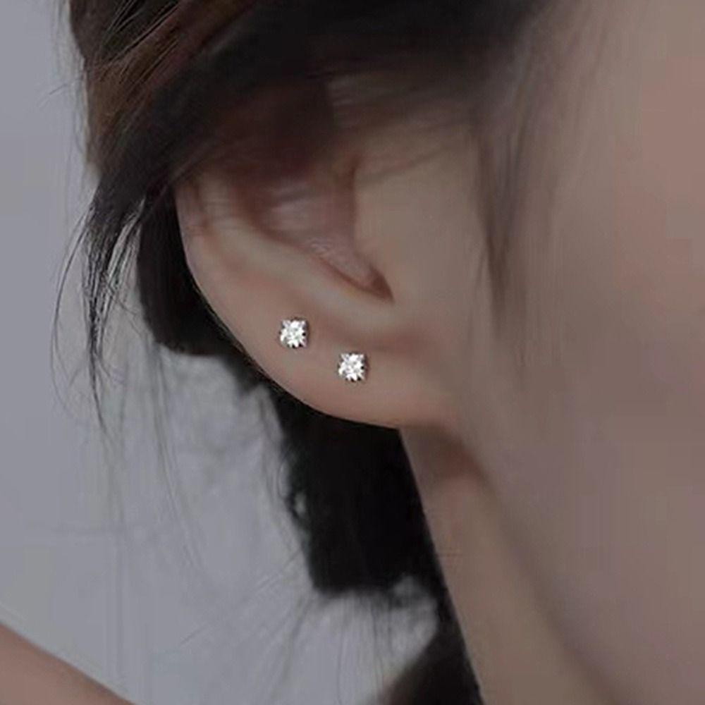 Mxbeauty Anting Tusuk Persegi Pesta Klasik Geometir Kecil Elegan Berkilau Anting Gaya Korea