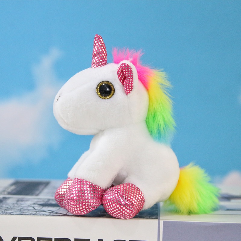 Rainbow Unicorn Plush Doll Liontin Tas Gantungan Kunci Hadiah Pasangan Pernikahan Cakar Sprinkler