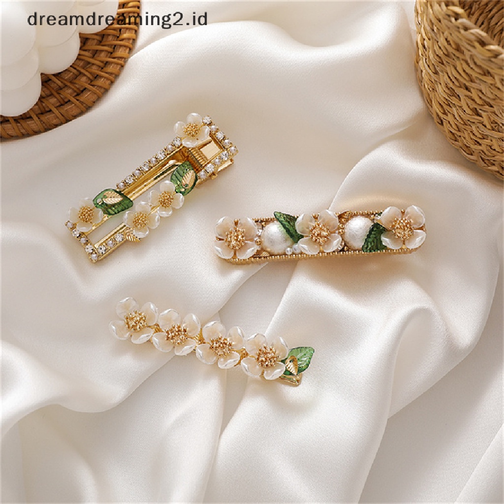 (dream) Gaya Korea Fashion Mutiara Bunga Jepit Rambut Duckbill Clip Side Clip Aksesoris Rambut//