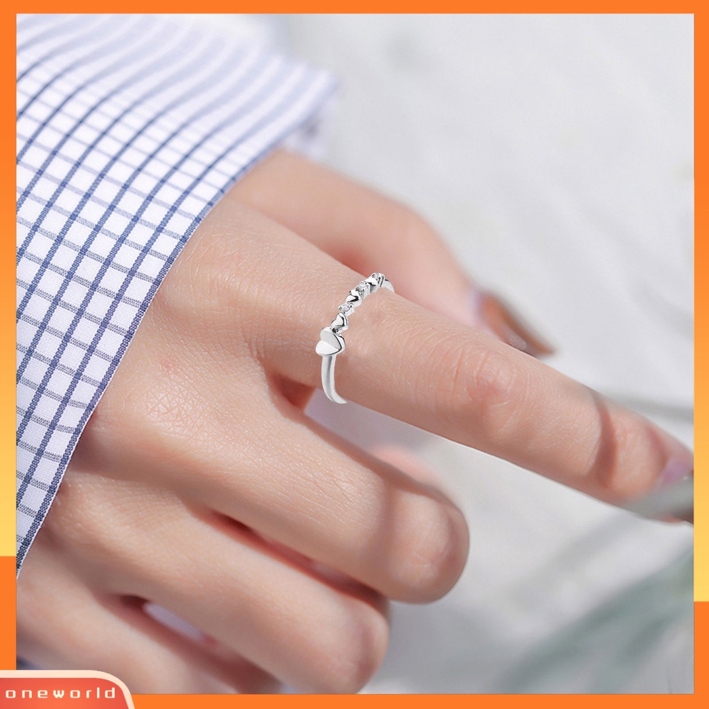 [EONE] Wanita Cincin Adjustable Desain Pembukaan Berlian Imitasi Mengkilap Hias Geometris Cinta Hati Jari Cincin Pernikahan Band Perhiasan Hadiah Untuk Hari Kasih Sayang