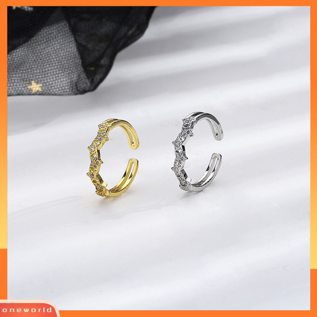 [EONE] Wanita Cincin Adjustable Opening Design Geometris Berkilau Semua Pertandingan Hias Bintang Penuh Berlian Imitasi Lamaran Cincin Pesona Perhiasan Hadiah Valentine Untuk Pacar