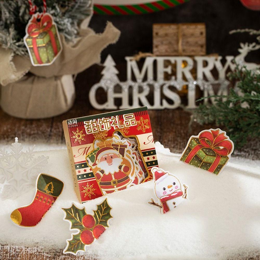 Agustina Merry Christmas Stiker Student Handphone Aesthetic Hand Akun Album Sastra DIY Stick Label