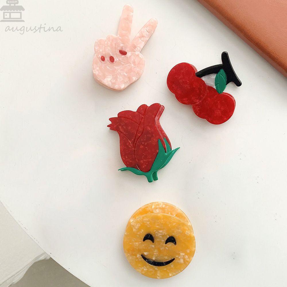 Agustinina Bunga Mawar Cakar Rambut Tidak Teratur Sederhana Hiasan Kepala Wajah Tersenyum Gadis Akrilik Wanita Hair Clip