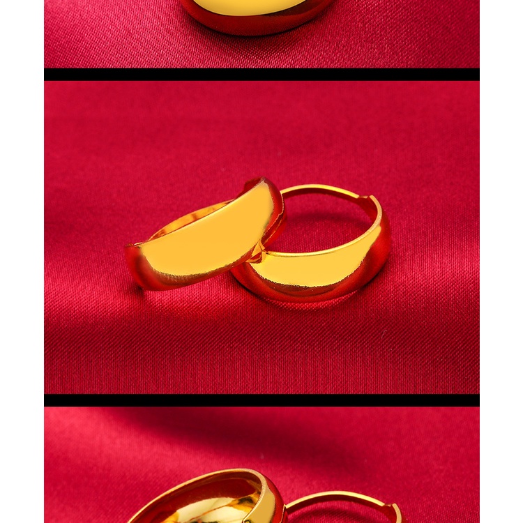 Goldkingdom Aksesoris Fashion 24K Bangkok Aksesoris In Stock Berlapis Emas Vintage Glossy Anting Ibu Anting Lebar