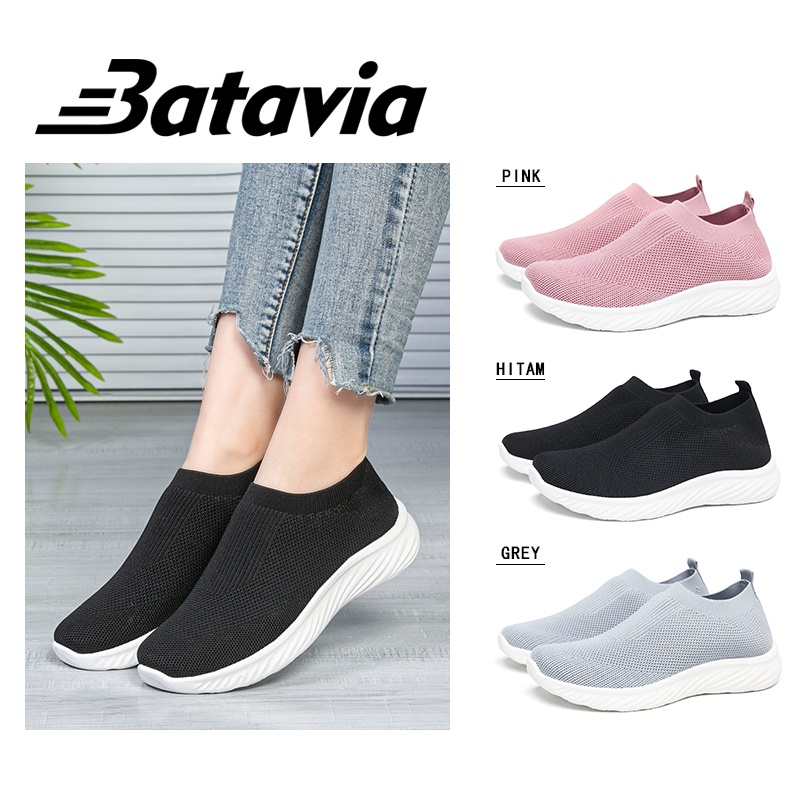 Batavia 2023 Imported sepatu wanita sepatu rajut wanita original jogging women's shoes women's black school shoes lightweight cool N6