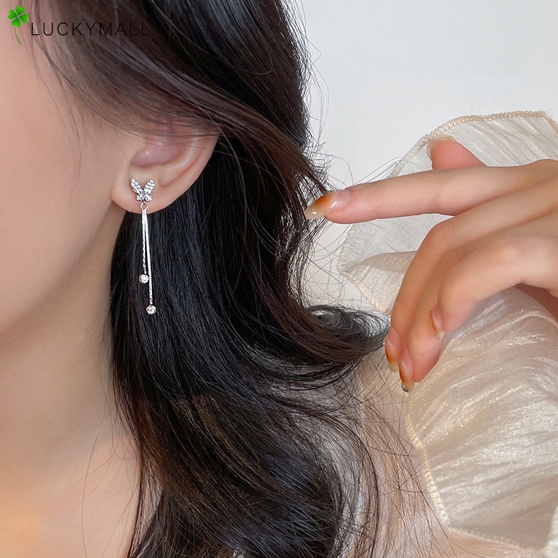 Anting Kupu-Kupu Zirkon Elegan Untuk Wanita Hypoallergenic Fashion Aksesoris Perhiasan Anting Panjang