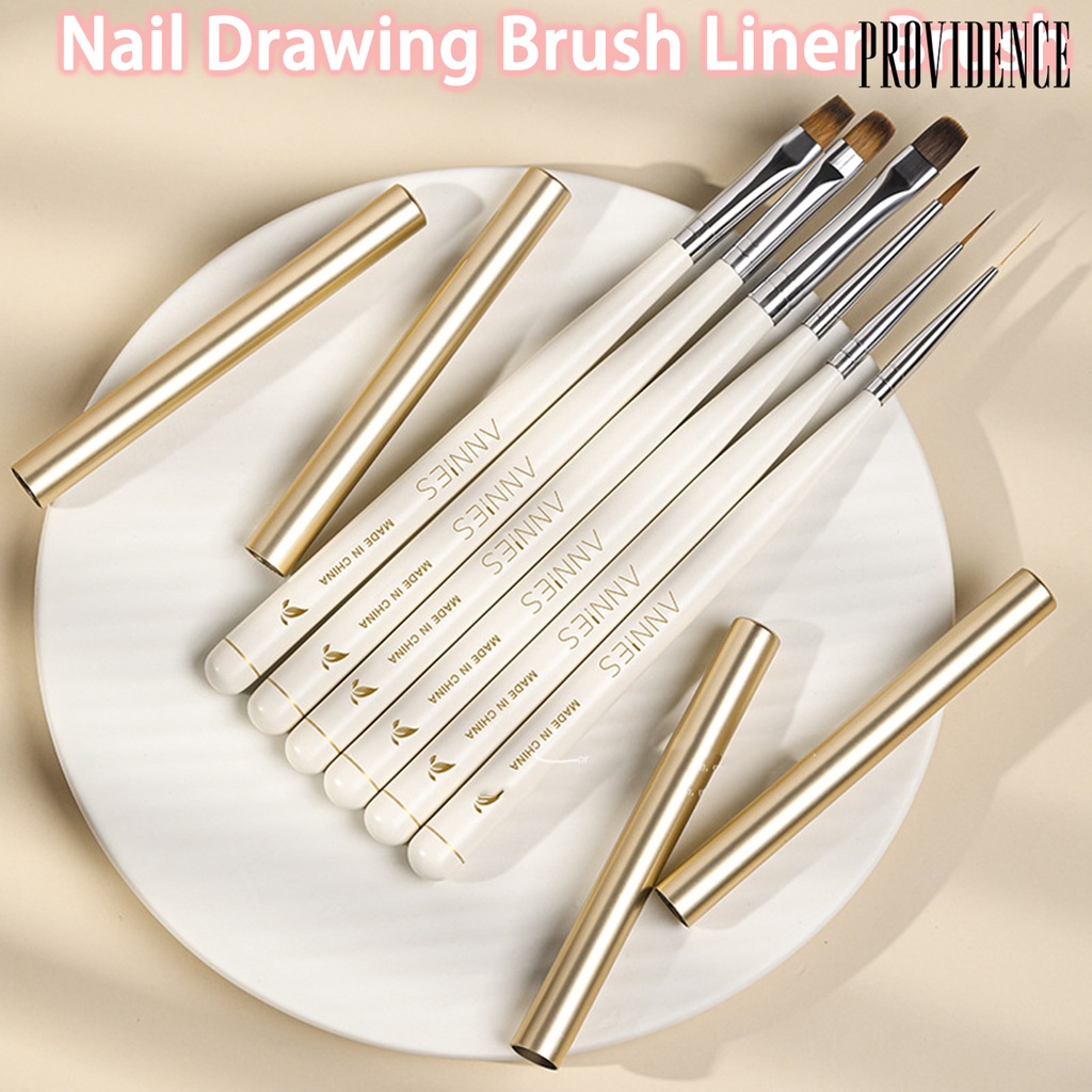 Providence Sikat Kuku Fleksibel Bulu Lembut Daya Serap Air Yang Baik Non-slip Gagang Kayu Desain Nail Art Multifungsi UV Gel Lukisan Menggambar Brush Alat Salon