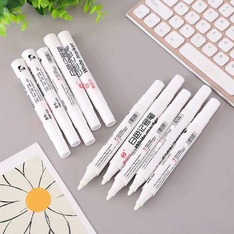 Klasik Sederhana Cepat Kering Tahan Air Plastik Penanda Berminyak Kualitas Tinggi Halus 3mm Putih DIY Graffiti Sketching Marking Pen Alat Tulis Siswa Sekolah Perlengkapan Kantor