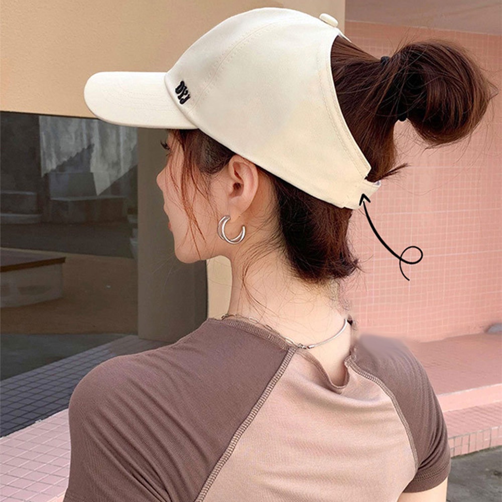 Korea Adjustable Surat Topi Baseball Wanita Musim Panas Tinggi Ponytail Kosong Atas Topi Tabir Surya Luar Ruangan