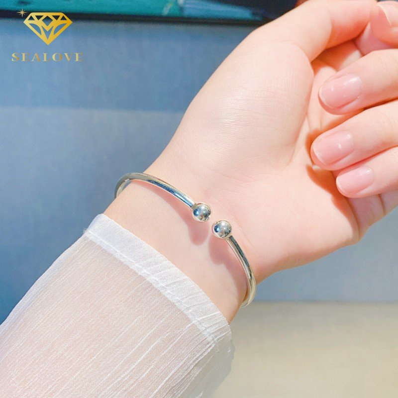 Gelang Titanium Wanita Anti Karat Bola Keberuntungan Emas 18K Bangle Aksesoris Perhiasan Fashion Korean Style COD