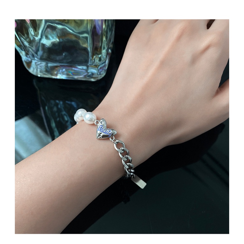 Gelang Perca Mutiara Cinta Surat Ungu Yang Dipersonalisasi Dan Serbaguna, Musim Panas Desain Niche Ins Baru, Gelang Trendi Rantai Manik-Manik