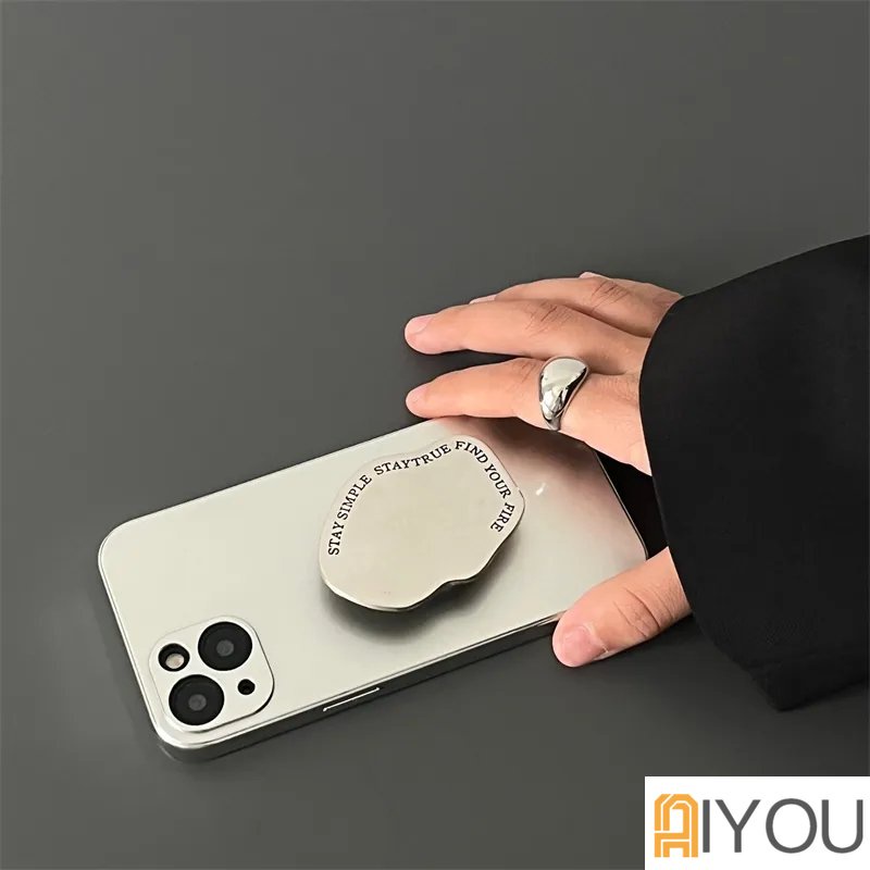 Irregular Silver Gold Metal Letter Mirror Universal Phone Holder Griptok Untuk iPhone Samsung Grip Tok Lipat Finger Stand Socket