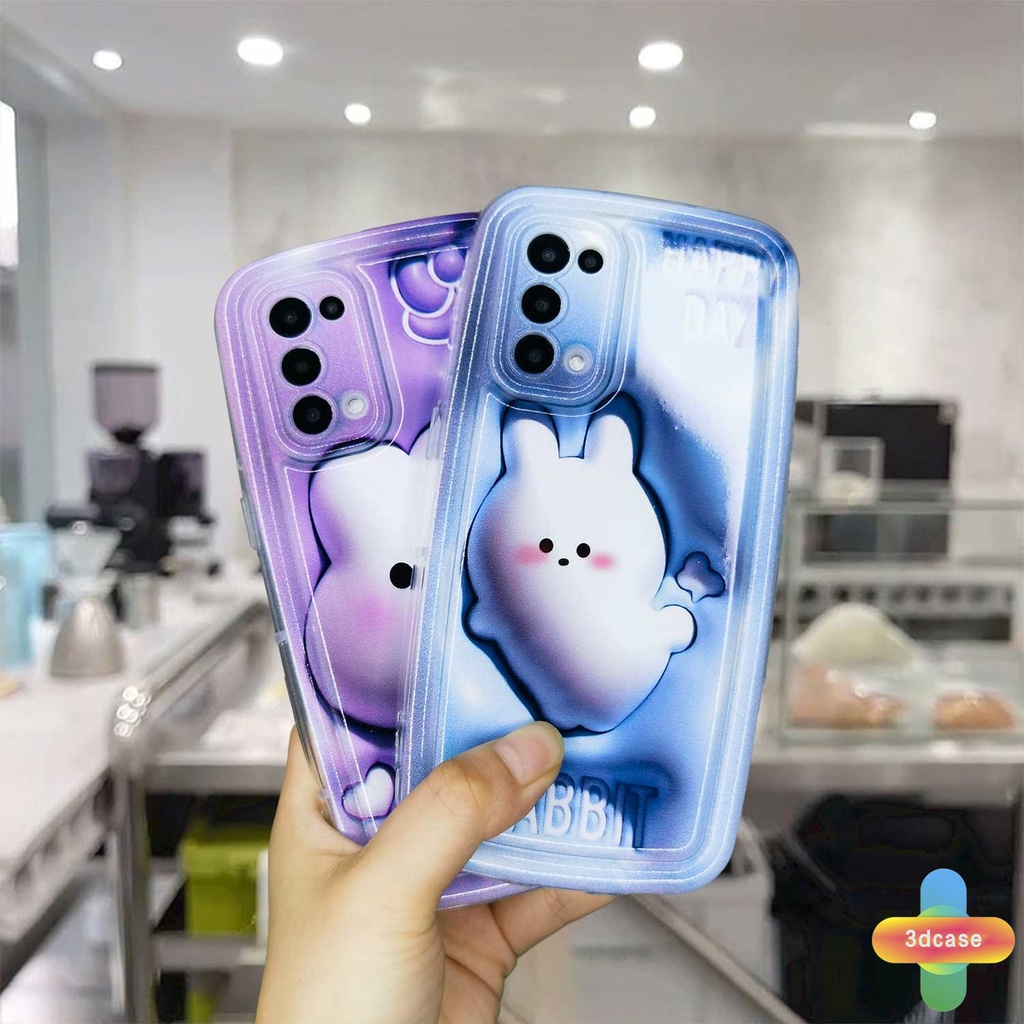 Casing Realme C33 C30 C30S C31 C35 C11 2021 C21Y C15 C21 C25 C20 C3 C12 C2 C25S 10 5S 5 5i 9i C17 7i C1 C25Y C2 C3i 6i C20A  Narzo 20 10 10A 20A 30A 50A 50i Prime A7 A5S A15 A16 A17 A53 A53S A57 Cute Rabbit Camera Lens Protection Soap Case