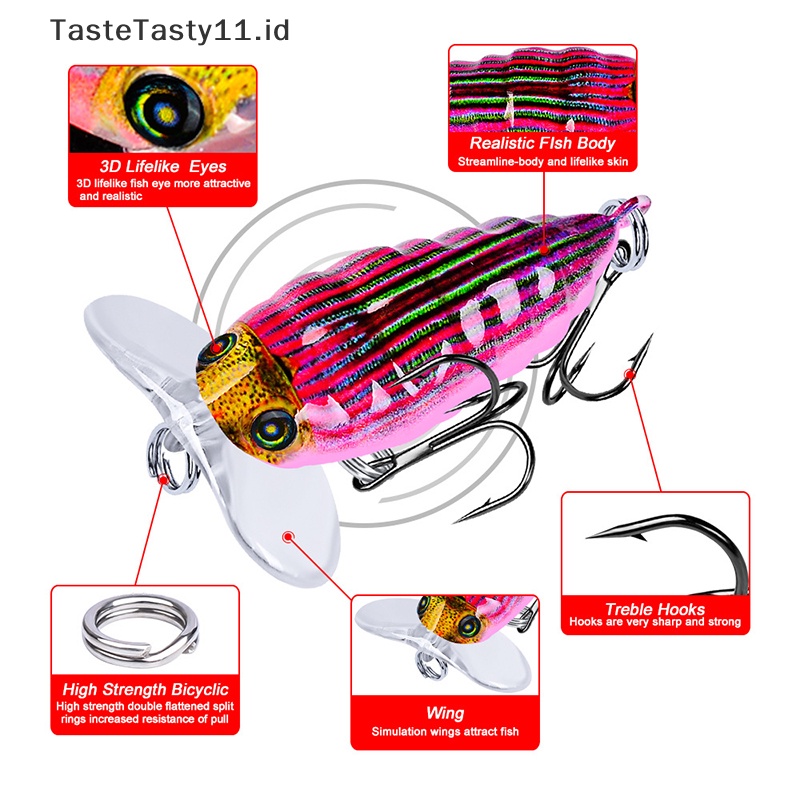 Tastetasty 1PC Umpan Pancing Lebah Keras Umpan Engkol Mata 3d8# Treble Hooks Trout Tackle.