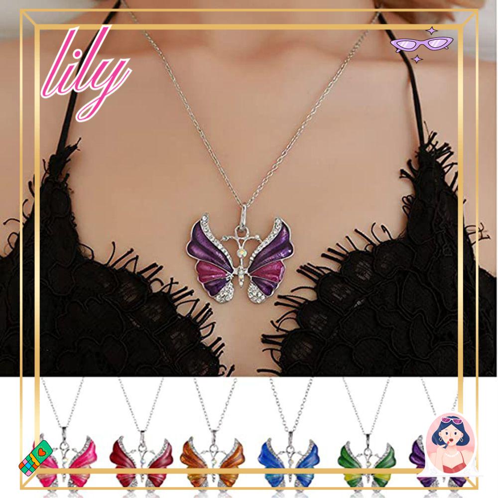 Lily Butterfly Kalung Perhiasan Aksesoris Fashion Tetes Minyak Perhiasan Menarik Berlian Serangga Choker