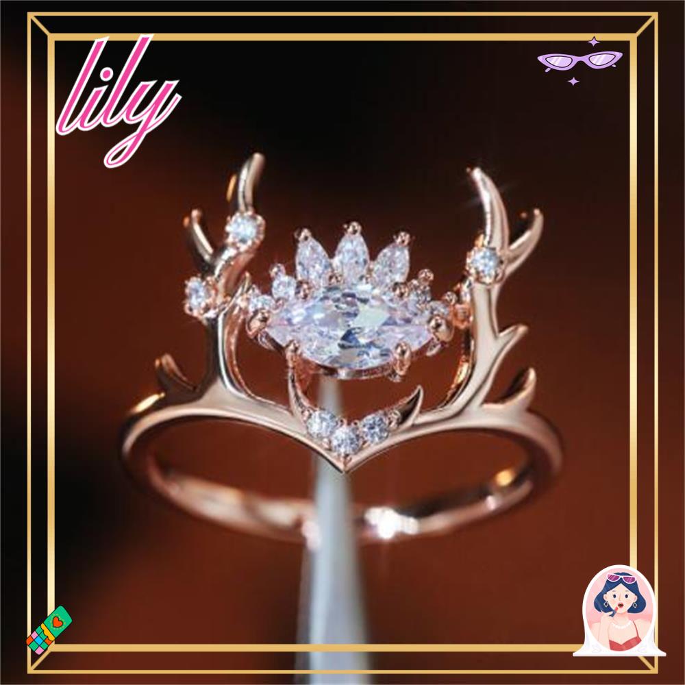 Lily Deer Cincin Wanita Tunangan Perhiasan Baru