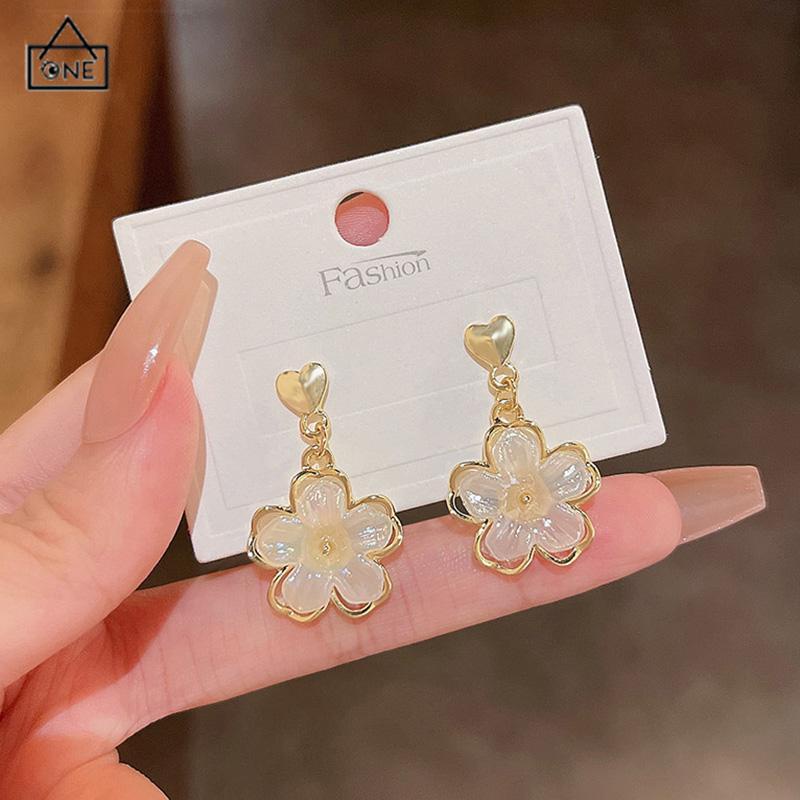 COD❤️Anting Stud Kristal Bunga Bahan Akrilik Fashion Korea Gaya Untuk Wanita-A.one