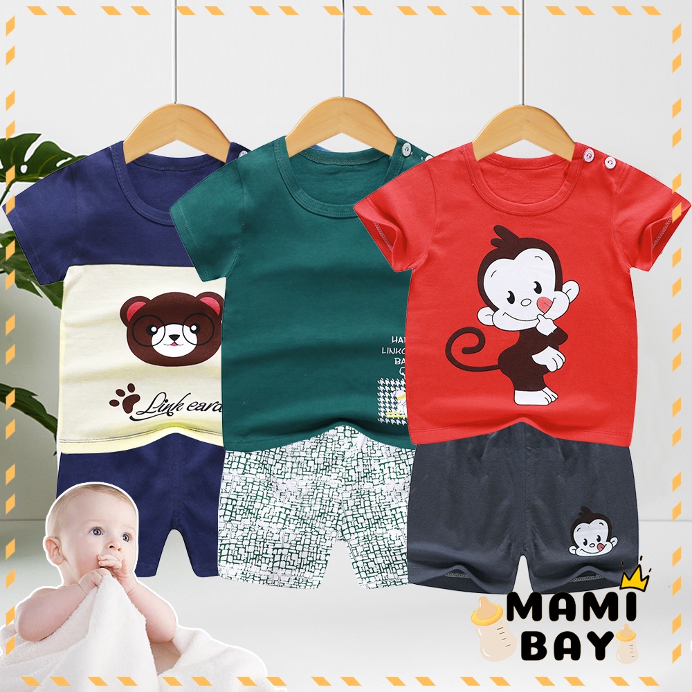 OKEYI Setelan Baju Bayi Import Baju Bayi Lengan Pendek Set Kaos Bayi 0-1Tahun