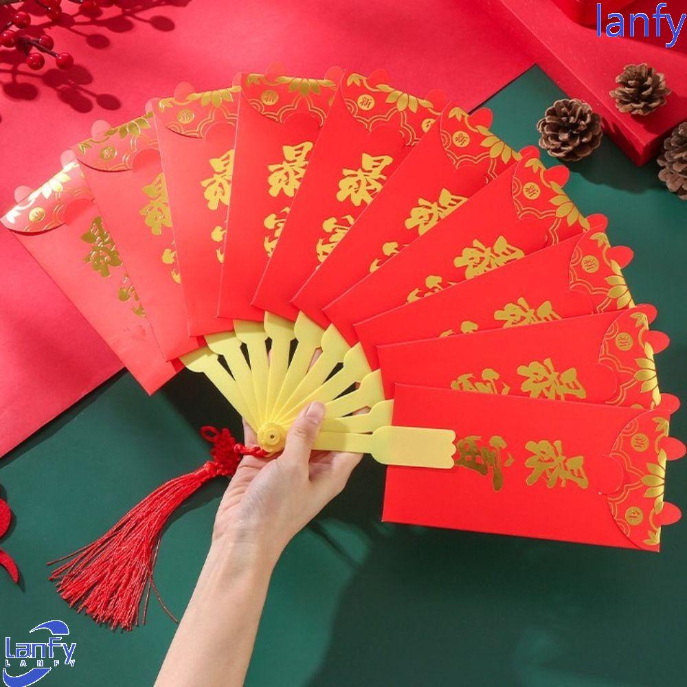 Lanfy Amplop Angpao Tahun Baru Cina / Imlek 6 / 8 / 10 Slot Warna Merah