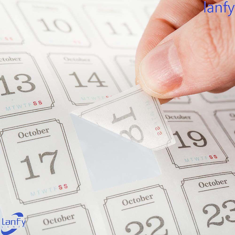 Lanfy Stiker Kalender Handmade Craft 365pcs Decal Scrapbooking Stationery Sticker Dekorasi Kertas Tab Bulanan