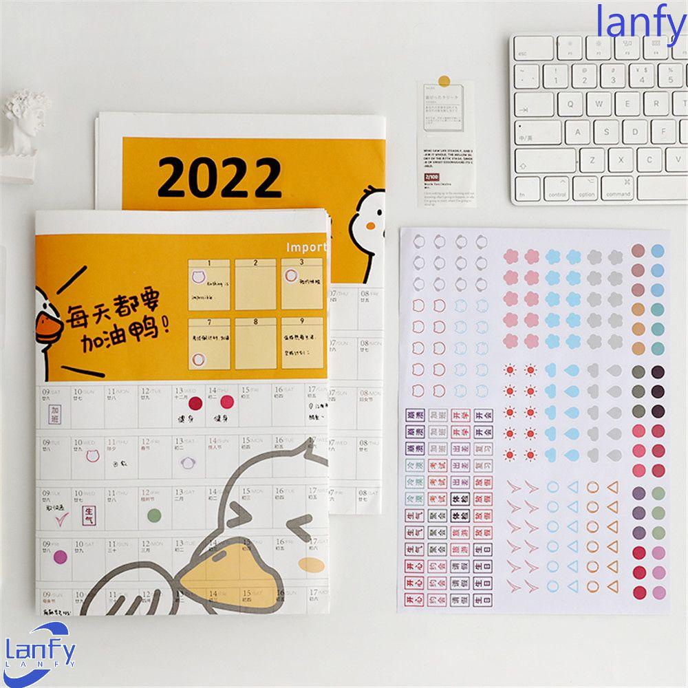 Lanfy Kalender 2022tahun Alat Tulis Kantor Monthly Annual Periodic Planner Hiasan Dinding Year Memo