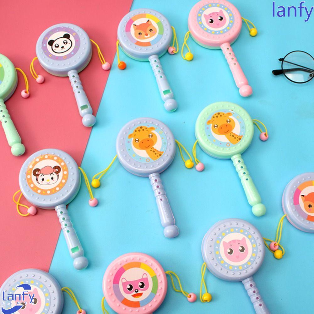 Lanfy Kartun Rattle Multicolor Novelty Mainan Edukasi Dini Perkusi Alat Musik Hadiah Hari Anak Perlengkapan Pesta Orang Tua-Anak Mainan Anak Kid Rattle Drum Musical