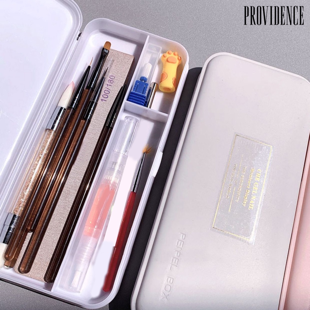 Providence Nail Tools Box Aksesoris Kuku Organizer Pendorong Kutikula Kuku Plastik Kotak Penyimpanan Brush Desktop Storage