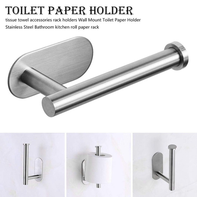 YGRETTE - Gantungan Tempat Tisu Toilet Stainless Steel PREMIUM ANTI KARAT TEMPEL EXCLUSIVE Hanging Paper Roll Towel Holder Bathroom Toilet Storage Stand Kitchen Organizer Napkin Rack Stainless Steel Adhesive Wall Mount