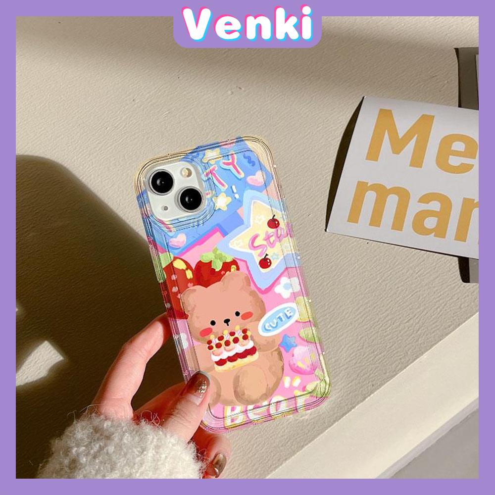 VENKI -For iPhone 11 iPhone Case Clear Case TPU Soft Case Airbag Shockproof Cute Oil Painting Bear Compatible with iPhone 14 13 Pro Max iPhone 12 Pro Max 11 7Plus 6Plus XR xs