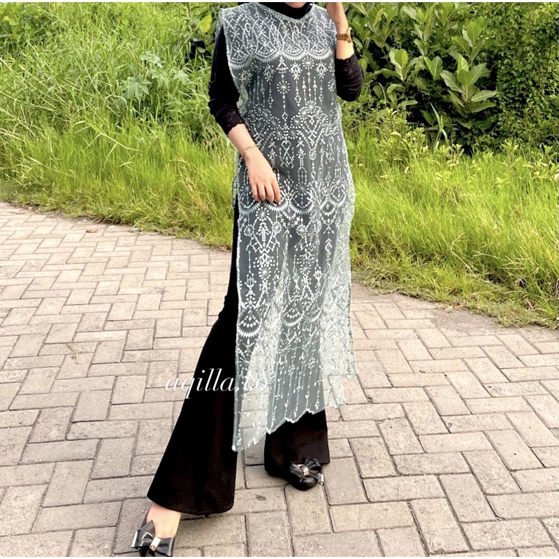 LONG OUTER TILE MOTIF PREMIUM | VEST | ROMPI TERMURAH  |