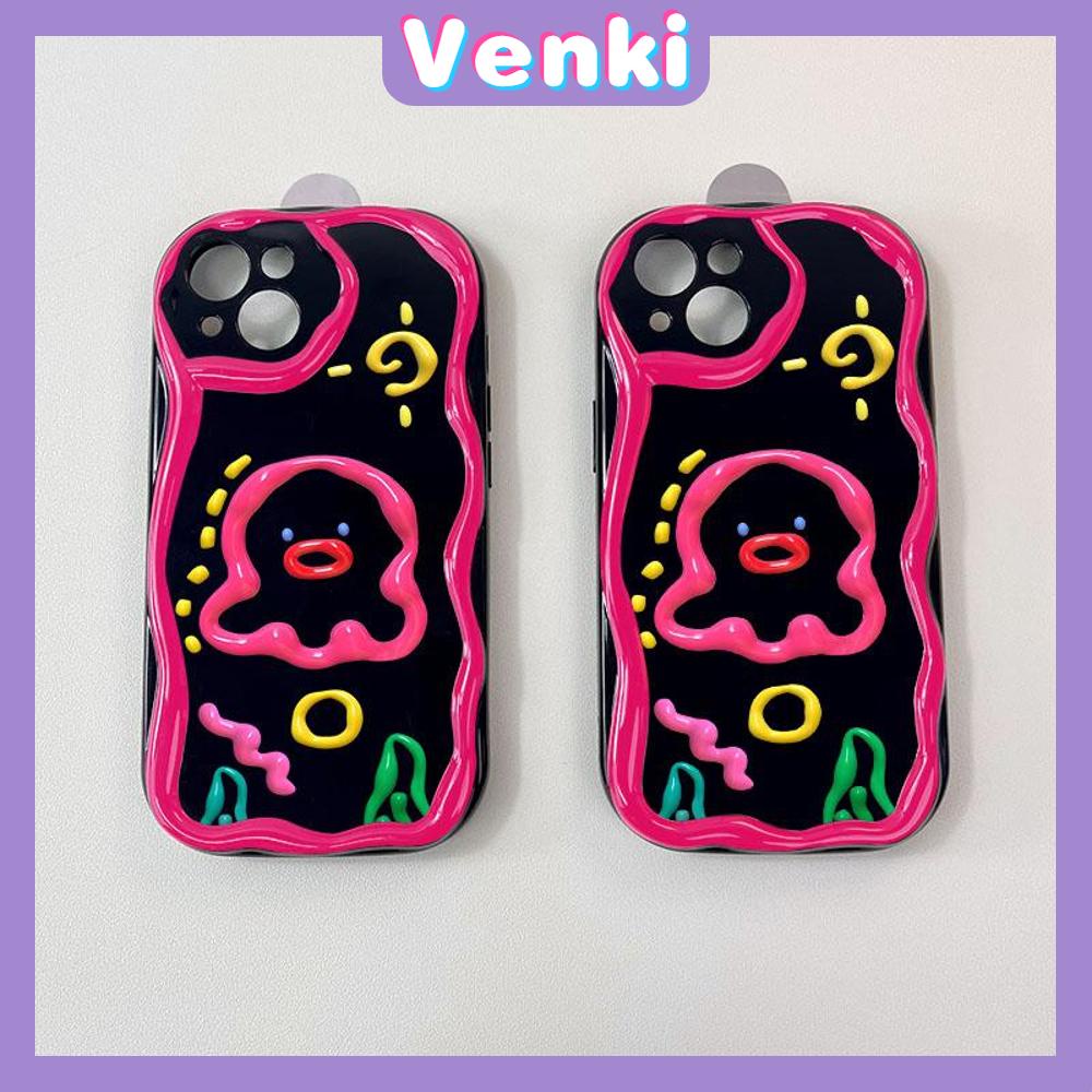 VENKI - For iPhone 11 iPhone Case Black Glossy TPU Soft Case Shockproof Protection Camera Abstract Cartoon Compatible with iPhone 14 13 Pro max 12 Pro Max xr xs max 7Plus 8Plus