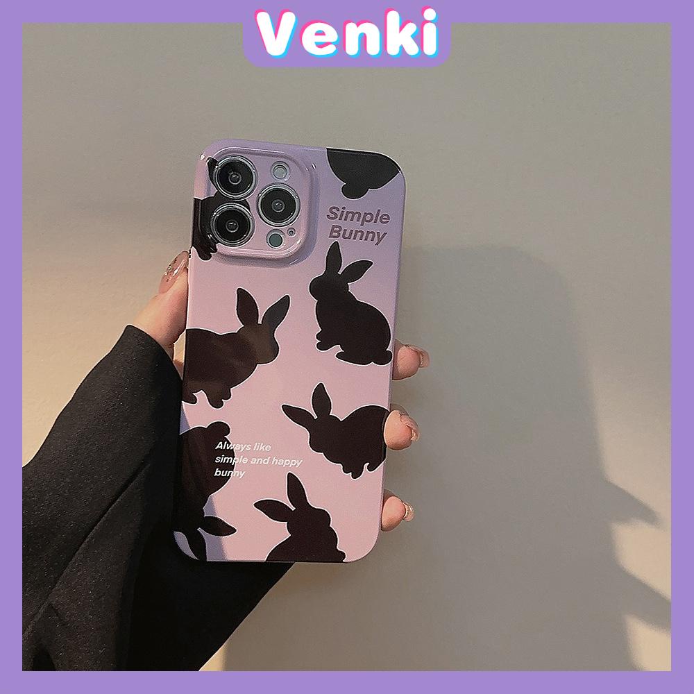 VENKI - For iPhone 11 iPhone Case Purple Glossy TPU Soft Shell Shockproof Camera Case Protective Black Color Rabbit Compatible with iPhone 14 13 Pro max 12 Pro Max xr xs max 7 8