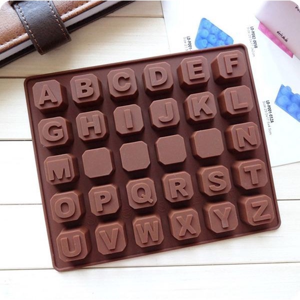 Cetakan Silikon Abjad ABCD Pudding Coklat Es Jelly Silicone Alphabet