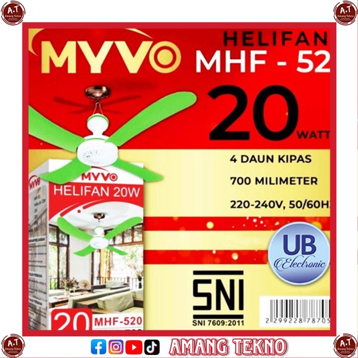 KIPAS ANGIN GANTUNG MYVO/HELIFAN MYVO/KIPAS BALING MYVO 20 WATT termurah