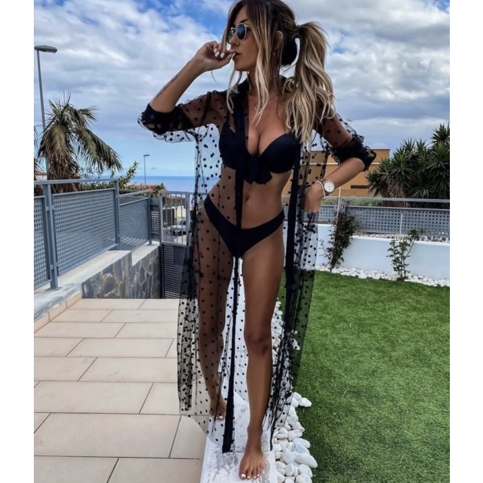 Bikini Cover Up Bikini Vest Bikini Skirt Bikini Outer Beach Dress - ATLAS BLACK