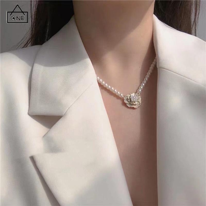 COD❤️Kalung Bunga Wanita Korea Liontin Camellia Untuk Gaya Fashion Accessories